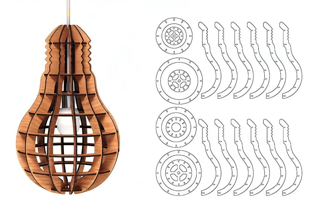 Modern Wooden Lamp Design (DXF & SVG Files) for CNC & Laser Cutting