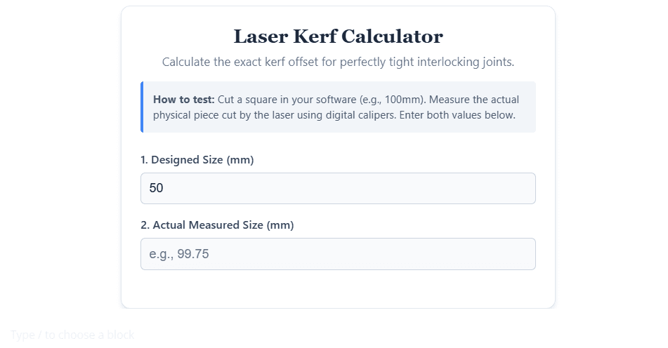 Free Laser Kerf Calculator & Offset Guide