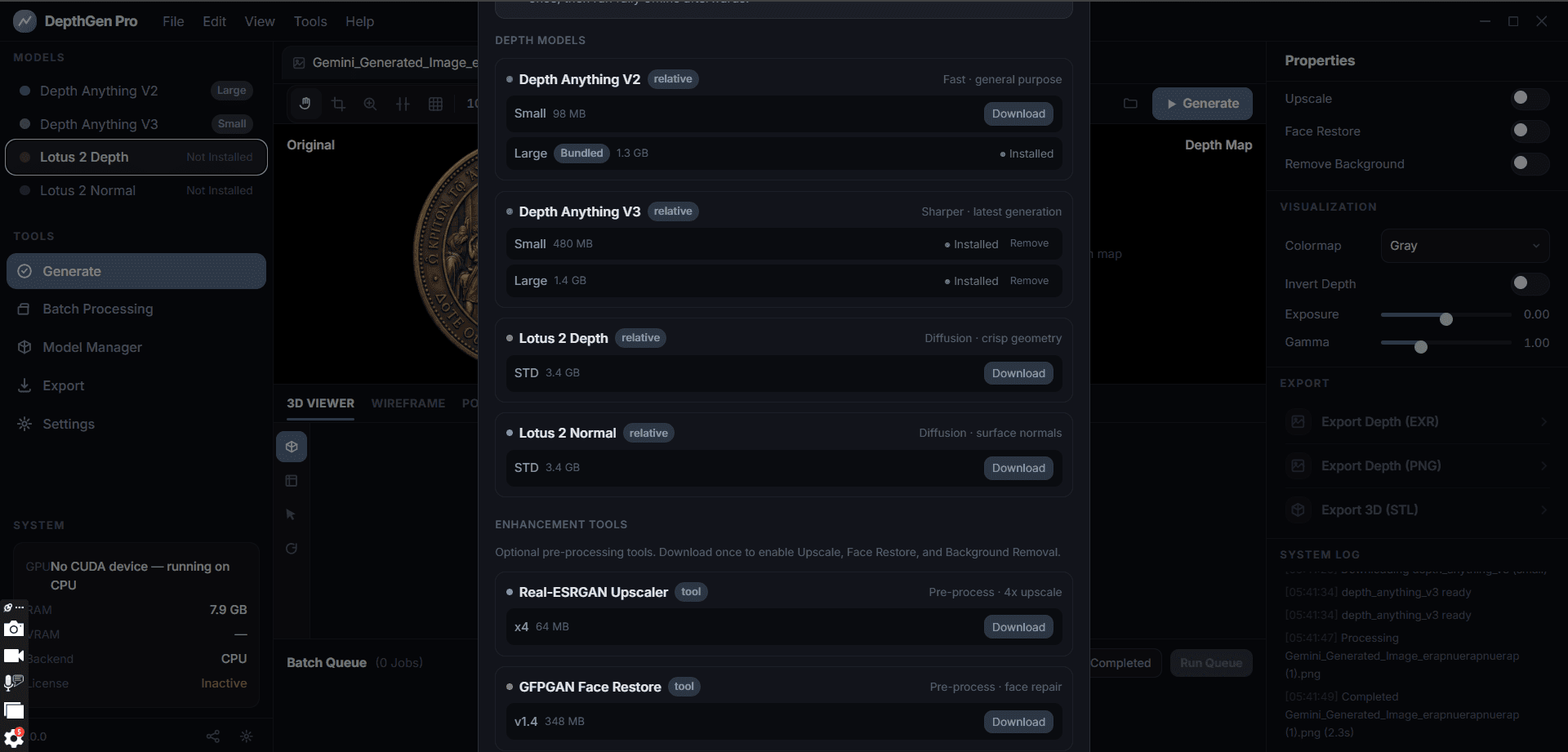 DepthGen Pro depth editing controls