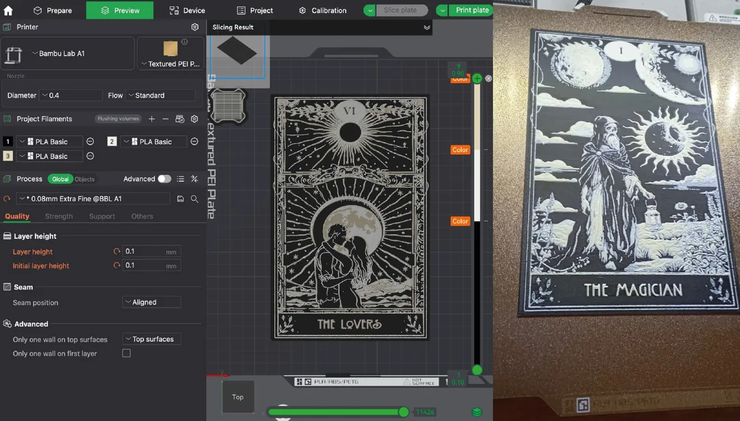 Illustration for Hueforge 3D Printing: Layered Arcana Tarot Cards (22 Models in 3MF Format)