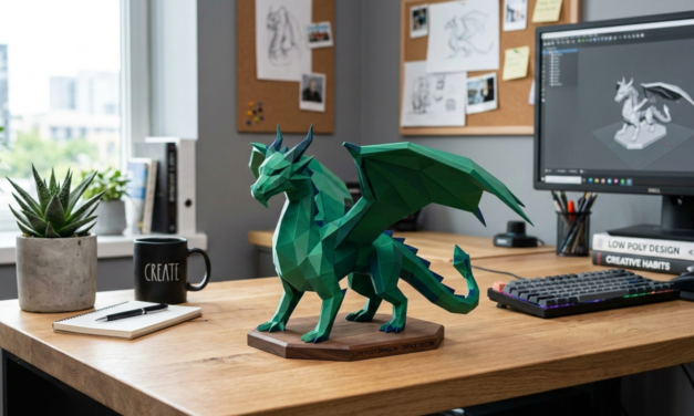 The Emerald Guardian: A 3D model in Low-Poly Engineering (STL – 3MF)