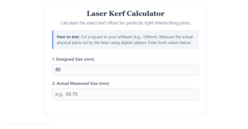 Free Laser Kerf Calculator & Offset Guide | Voxelase